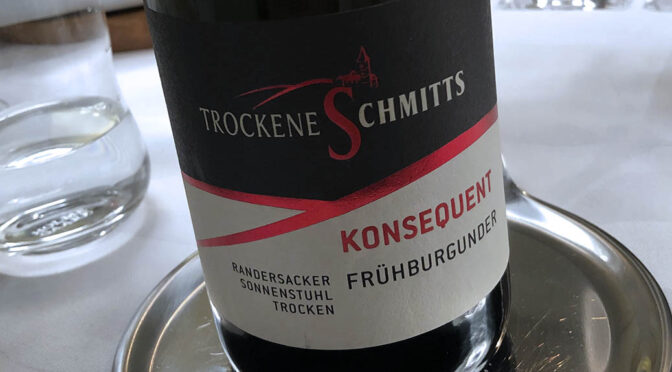 2016 Weingut Trockene Schmitts, Konsequent Randersacker Sonnenstuhl Frühburgunder Spätlese Trocken, Franken, Tyskland